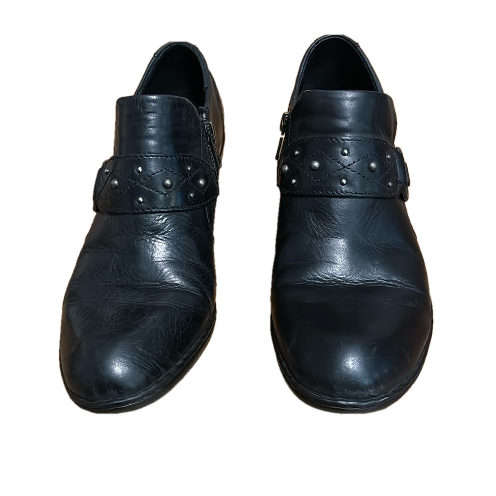 Born Zowy Western Clogs Booties
Shoes Womens Size 9 Black Leather
Studded Zip Up